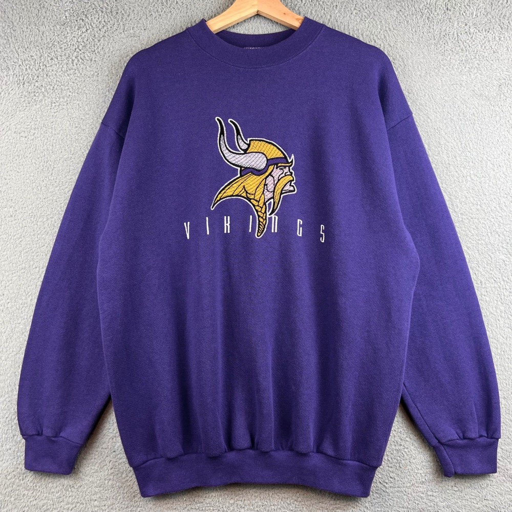 Vintage Logo Athletic Minnesota Vikings Sweatshirt Purple Mens L NFL Crewneck